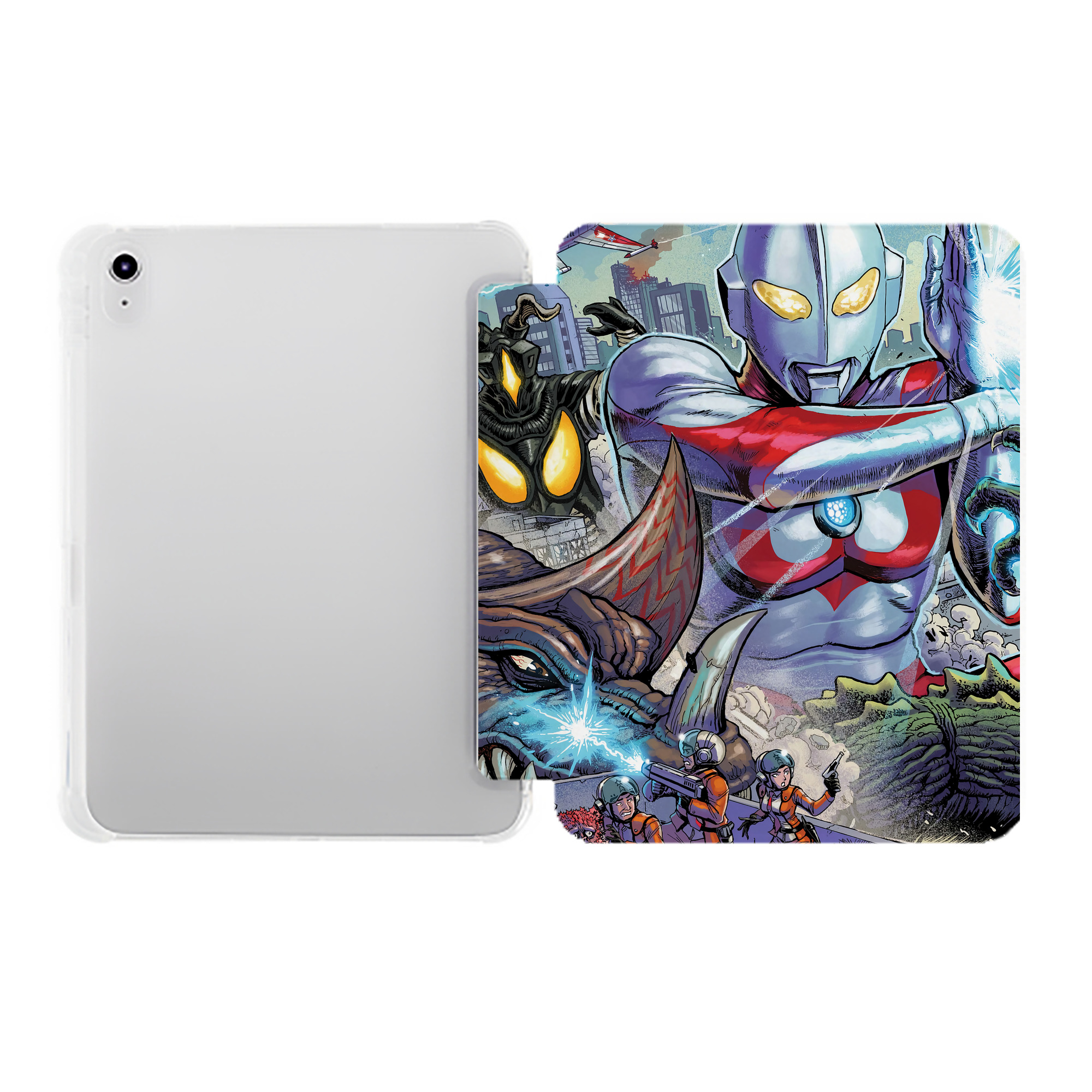 （画像用） ウルトラマン Ultraman IPad ケース ペン収納付き 三つ折りスタンド PUレザー×シリコン 対応機種9.5/10.5/10.9インチ